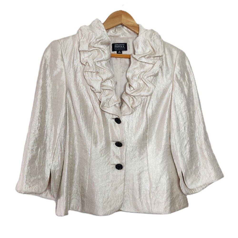 Adrianna Papell Evening Essentials Women's Champagne Shimmer Blazer size 8